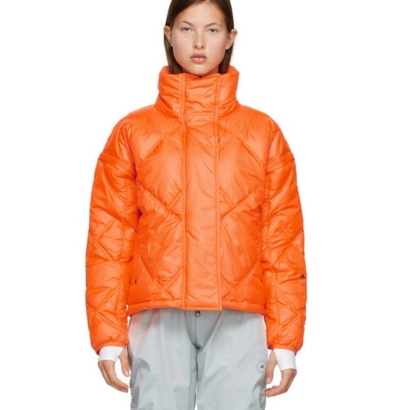 Adidas by Stella McCartney NWT Convertible Quilted Puffer Jacket Vest Orange XS - Picture 2 of 16